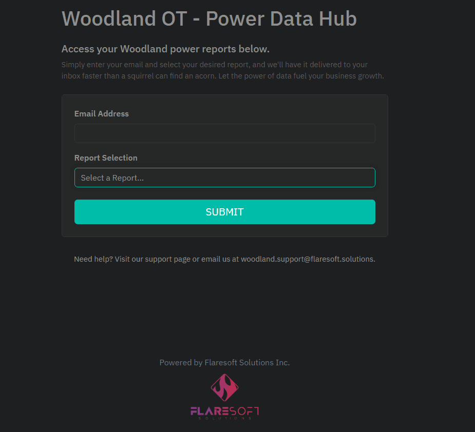 Woodland Power Data Integration screenshot